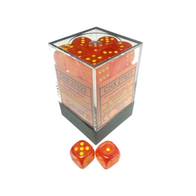Chessex Signature 12mm d6 with pips Dice Blocks (36 Dice) - Ghostly Glow Orange/yellow